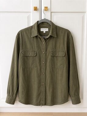 Denim Forum (Aritzia) Olive Green Button-Down Shirt